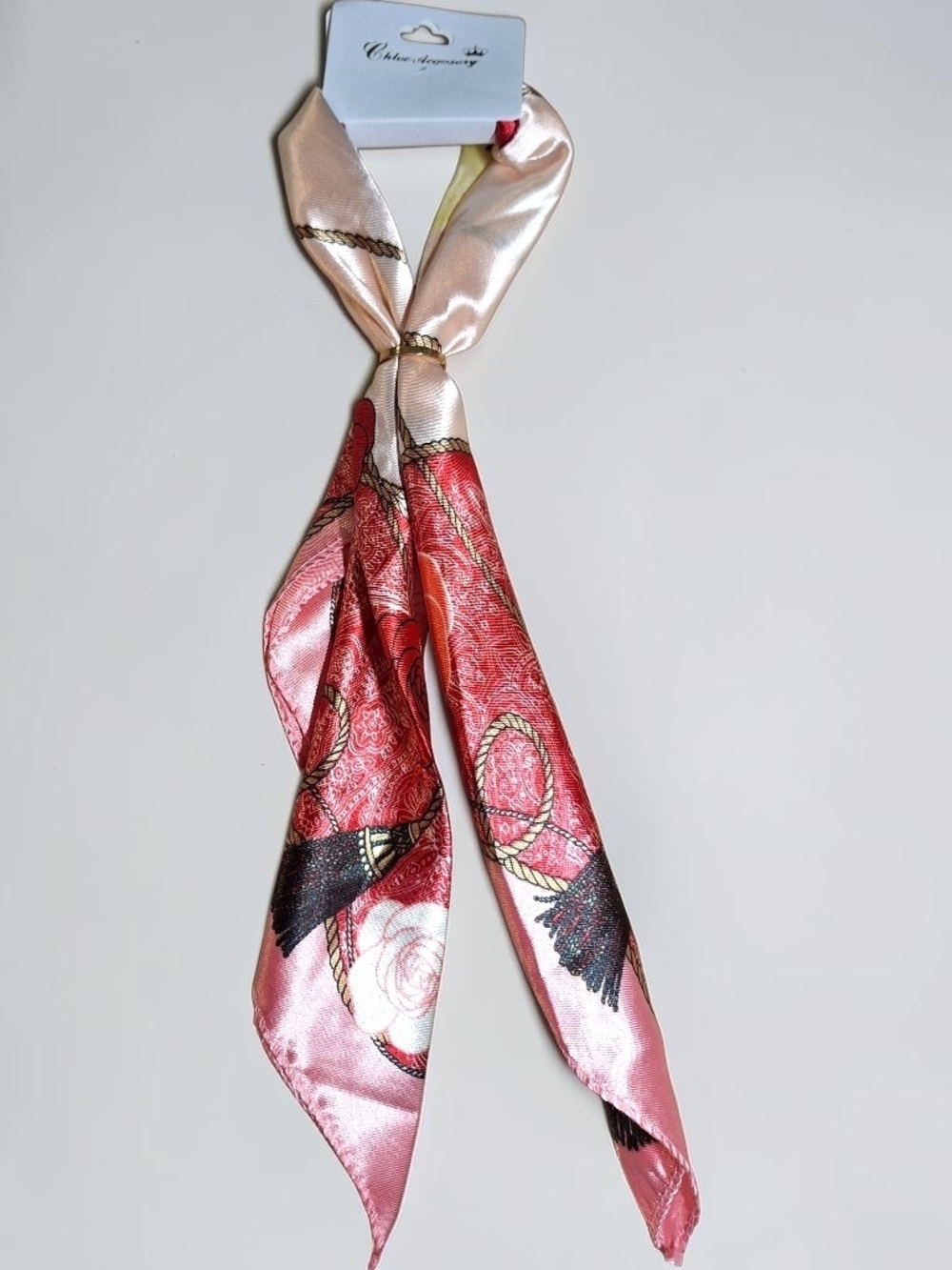 Chloe Accecory Chic Satin Scarf - Pink and Red Floral Print